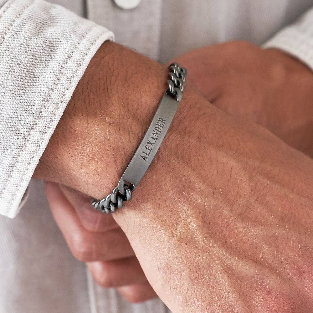 Men's Curb Chain ID Bracelet in Black Stainless Steel-1 product photo