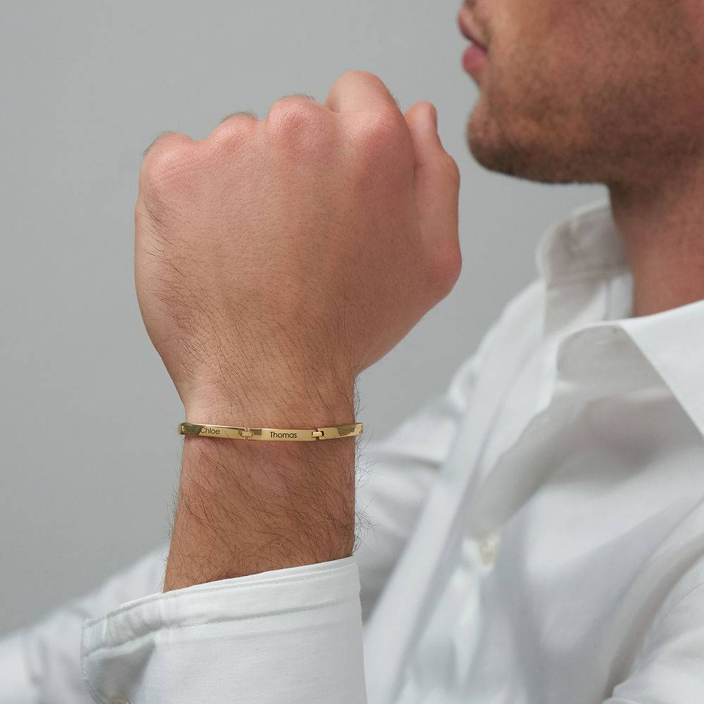 Men Bracelet With Multiple Name Engravings in 18K Gold Plating-4 product photo