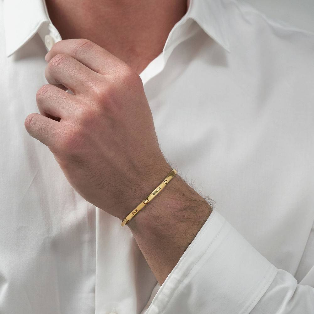 Men Bracelet With Multiple Name Engravings in 18K Gold Plating-3 product photo