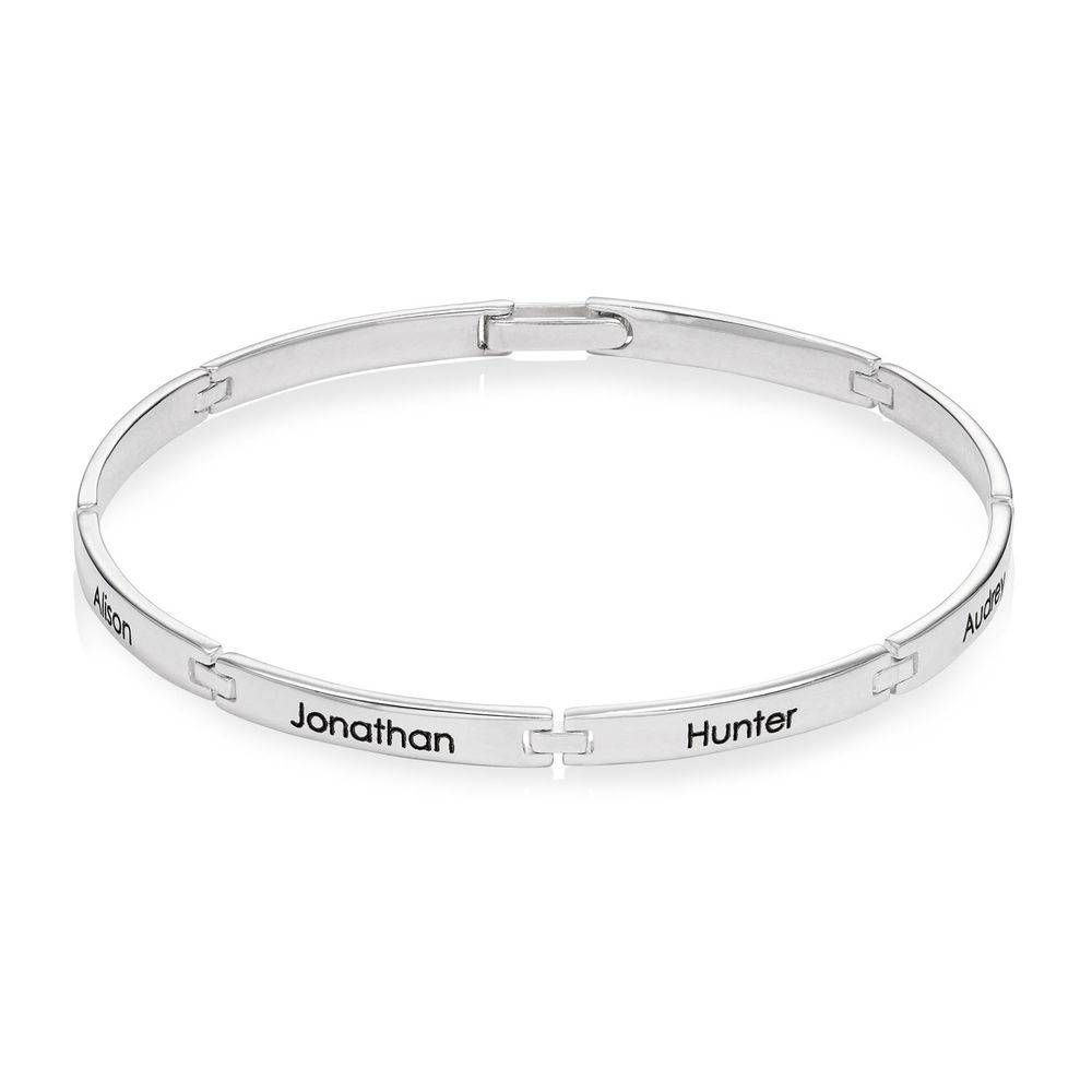 Men Bracelet With Multiple Name Engravings in Silver-3 product photo