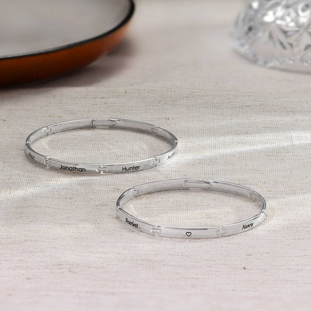 Men Bracelet With Multiple Name Engravings in Silver-2 product photo