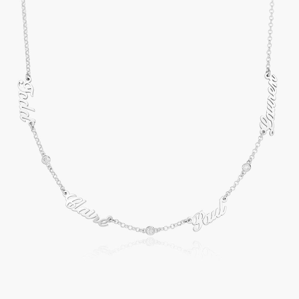 Heritage Multiple Name Necklace with Diamonds in Silver Finish-1 Heritage Multiple Name Necklace with Diamonds in Silver Finish-1 product photo