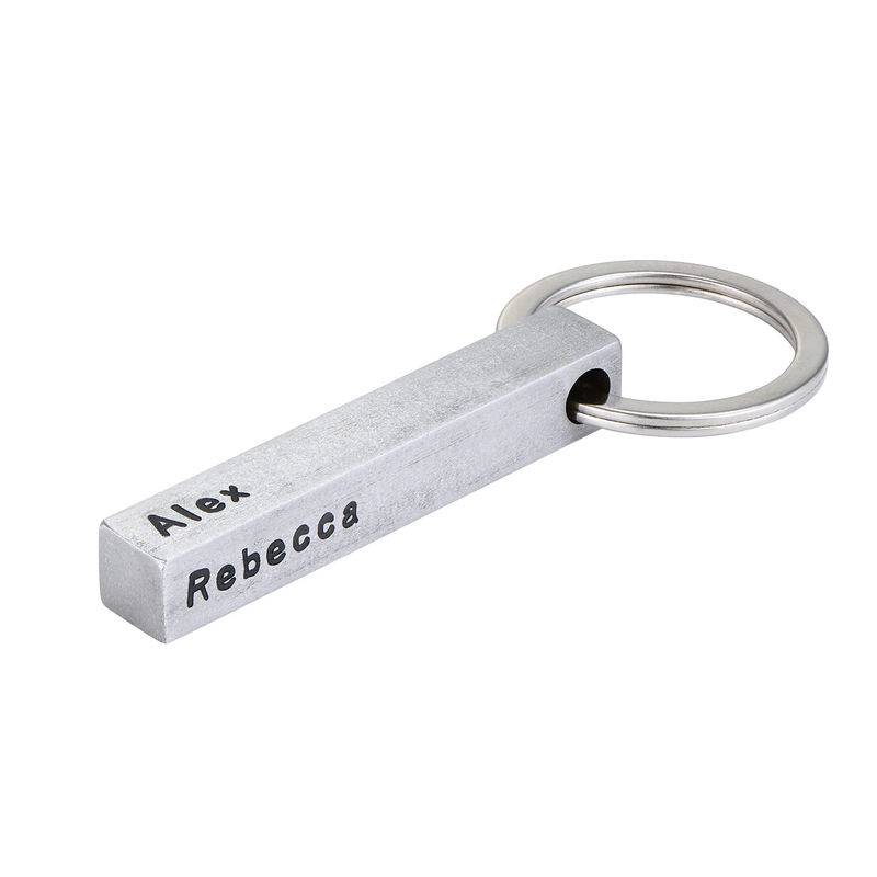 Personalized 3D Bar Keychain in Stainless Steel-2 product photo