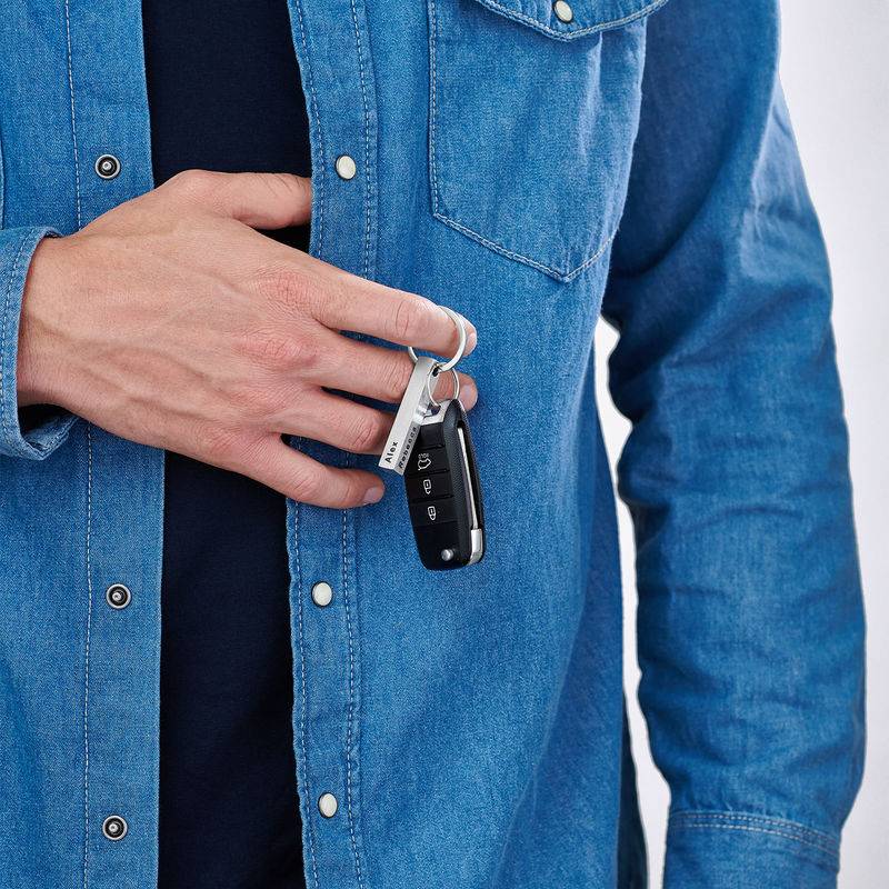 Personalized 3D Bar Keychain in Stainless Steel-3 product photo