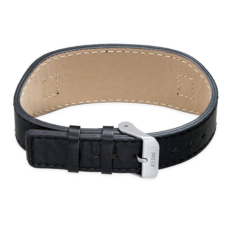 Personalized Black Leather Cuff Bracelet for Men-3 product photo