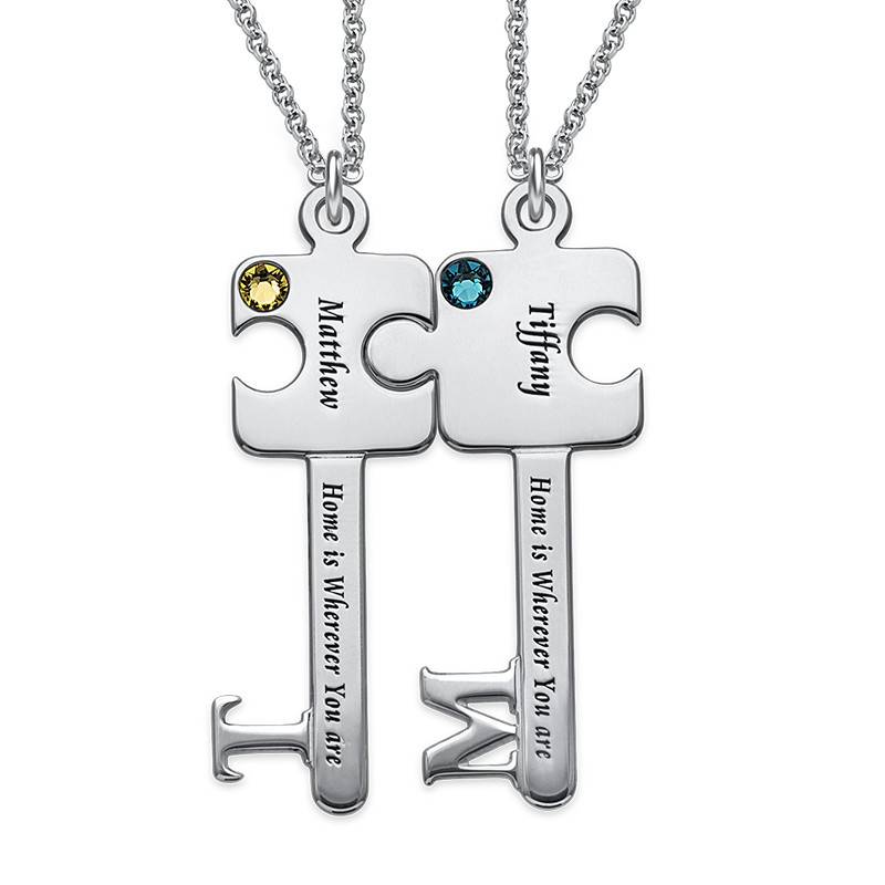 Personalized Puzzle Key Necklace Set in Sterling Silver-3 product photo