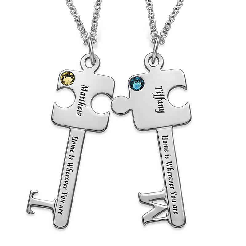Personalized Puzzle Key Necklace Set in Sterling Silver-1 product photo