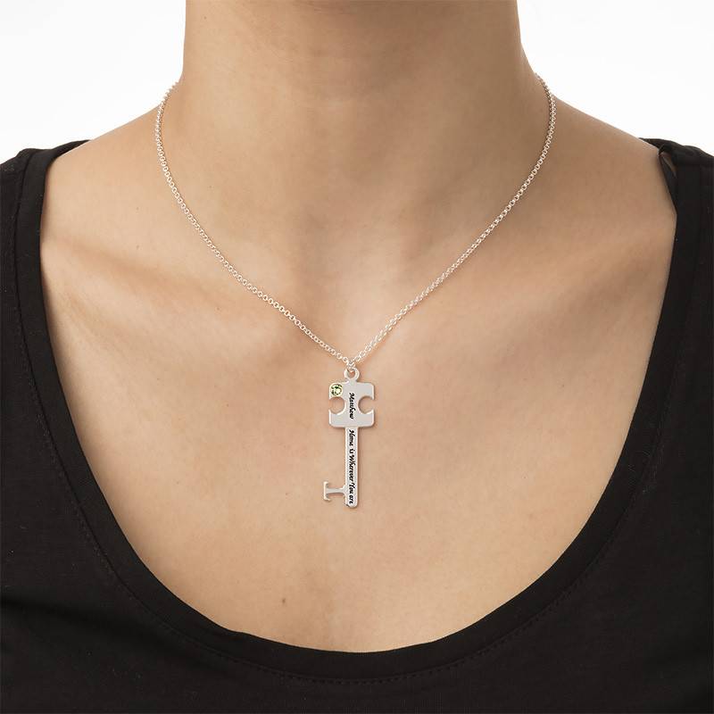 Personalized Puzzle Key Necklace Set in Sterling Silver-2 product photo