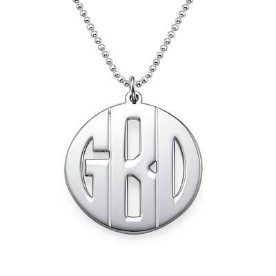 Personalized Sterling Silver Block Monogram Necklace-2 product photo