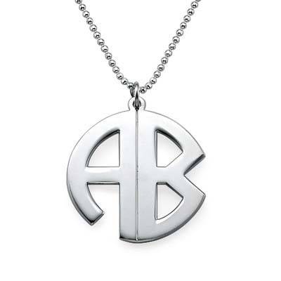Personalized Sterling Silver Block Monogram Necklace-1 product photo