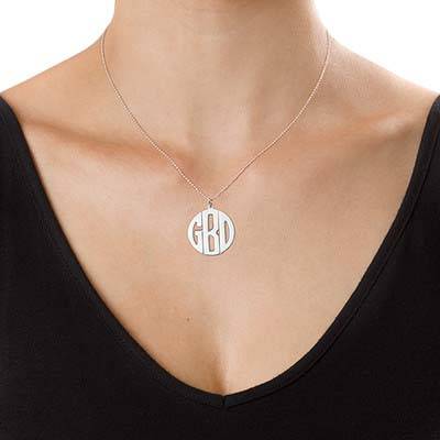 Personalized Sterling Silver Block Monogram Necklace-3 product photo