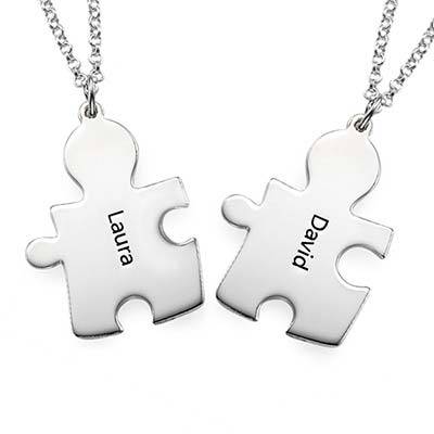 Puzzle Necklaces for Couples in Sterling Silver-4 product photo