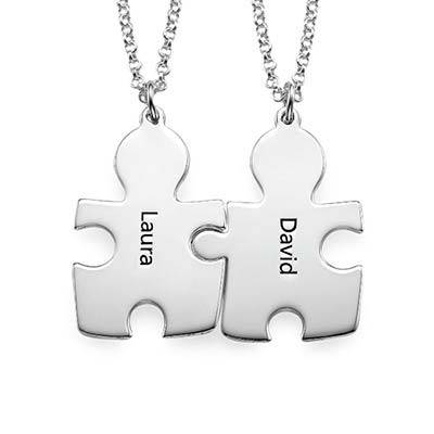 Puzzle Necklaces for Couples in Sterling Silver-2 product photo