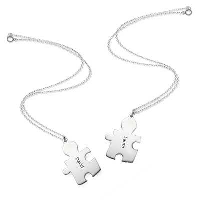 Puzzle Necklaces for Couples in Sterling Silver-1 product photo