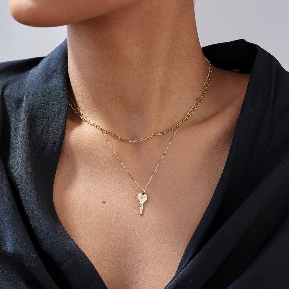 Paperclip Chain Necklace in 14K Solid Yellow Gold-2 product photo