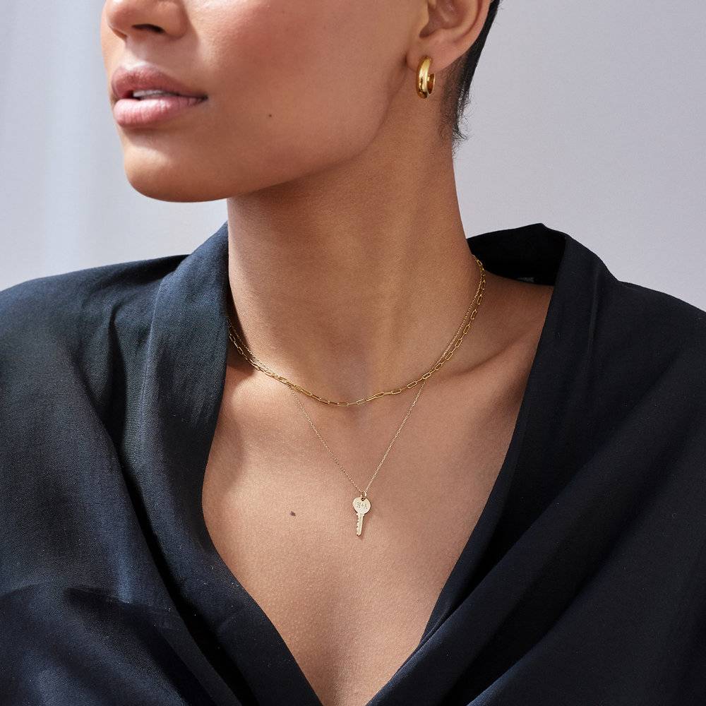 Paperclip Chain Necklace in 14K Solid Yellow Gold-3 product photo