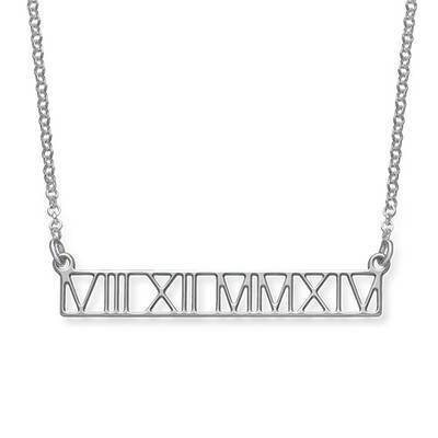 Roman Numeral Bar Necklace - Cut Out Design-2 product photo