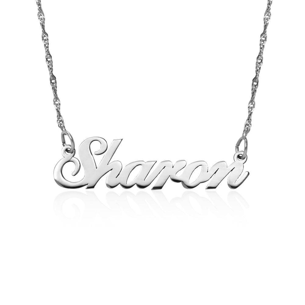 Hollywood Small Name Necklace in 14K Solid White Gold - Version-3 product photo