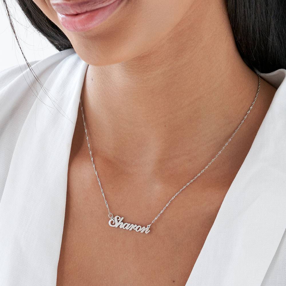 Hollywood Small Name Necklace in 14K Solid White Gold - Version-4 product photo