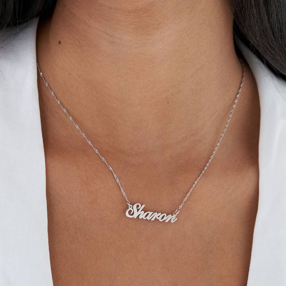 Hollywood Small Name Necklace in 14K Solid White Gold - Version-2 product photo