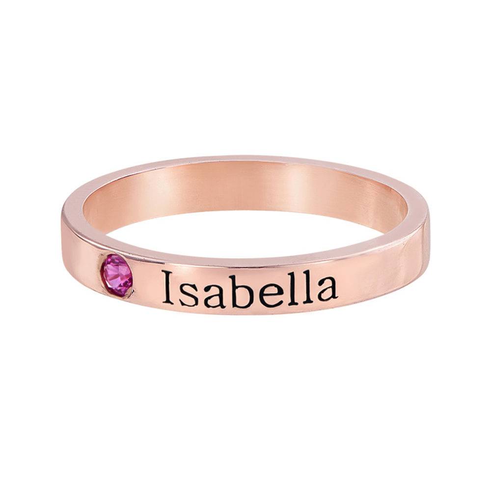Stackable Birthstone Name Ring in 18K Rose Gold Plating - Version-8 Stackable Birthstone Name Ring in 18K Rose Gold Plating - Version-8 product photo