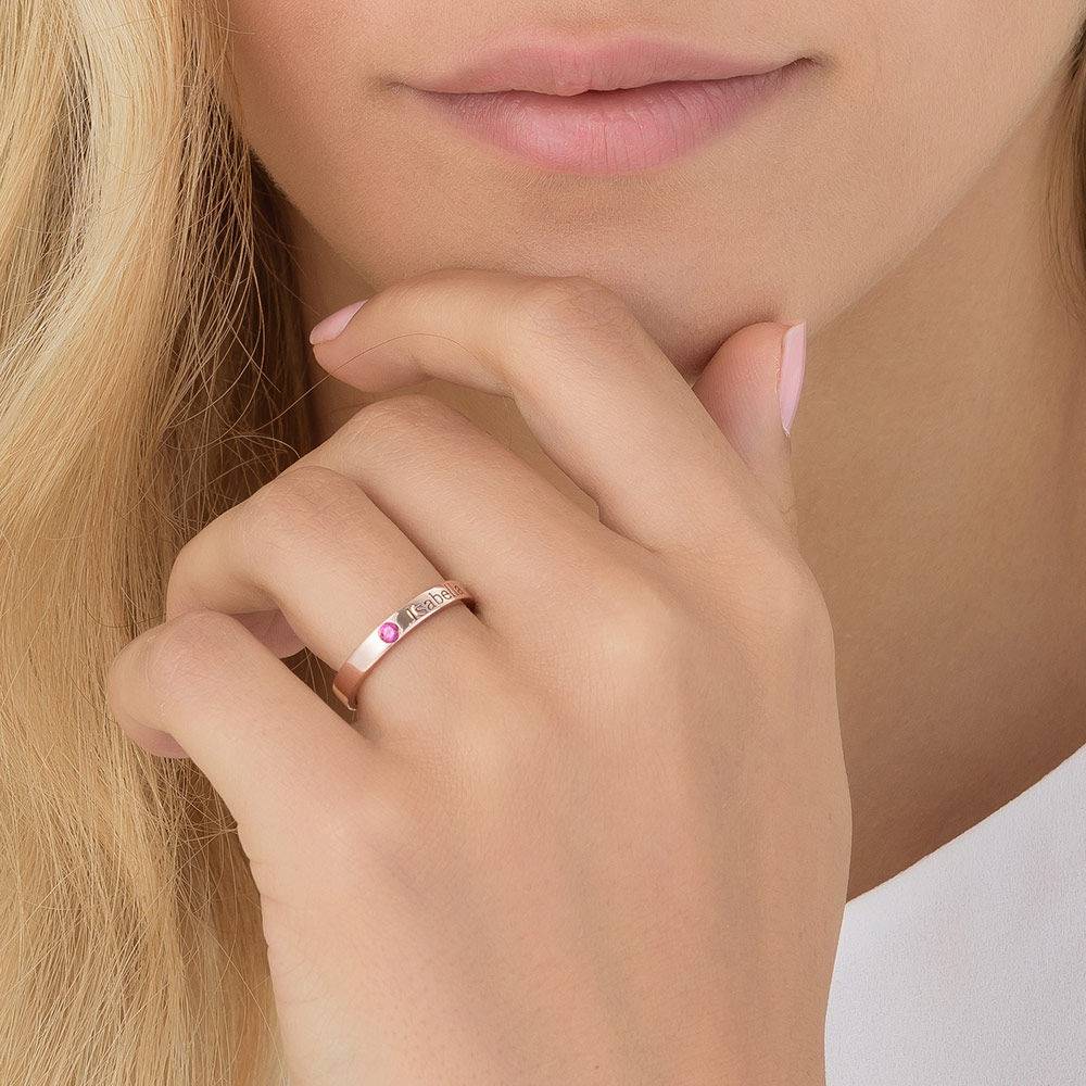 Stackable Birthstone Name Ring in 18K Rose Gold Plating - Version-5 Stackable Birthstone Name Ring in 18K Rose Gold Plating - Version-5 product photo