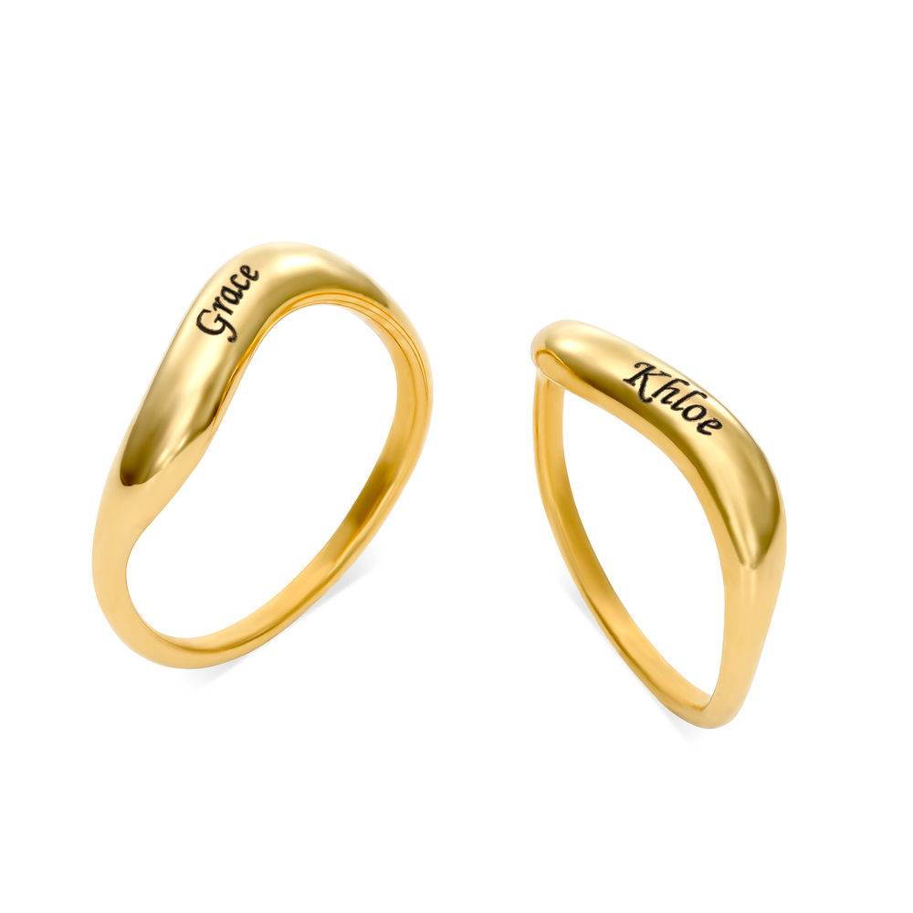 Stackable Wavy Name Ring in 18K Gold Plating-1 product photo