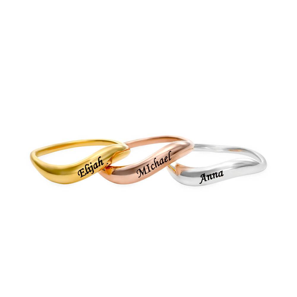 Stackable Wavy Name Ring in 18K Gold Plating-3 product photo