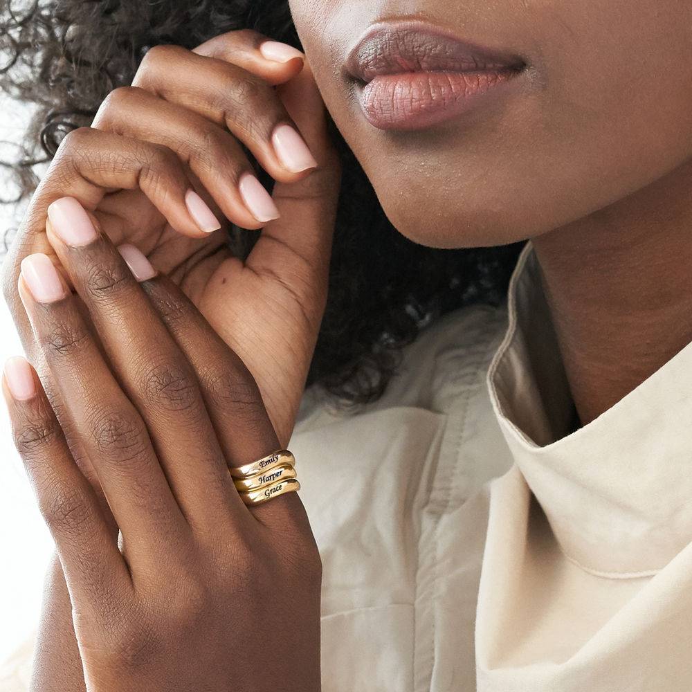 Stackable Wavy Name Ring in 18K Gold Plating-7 product photo