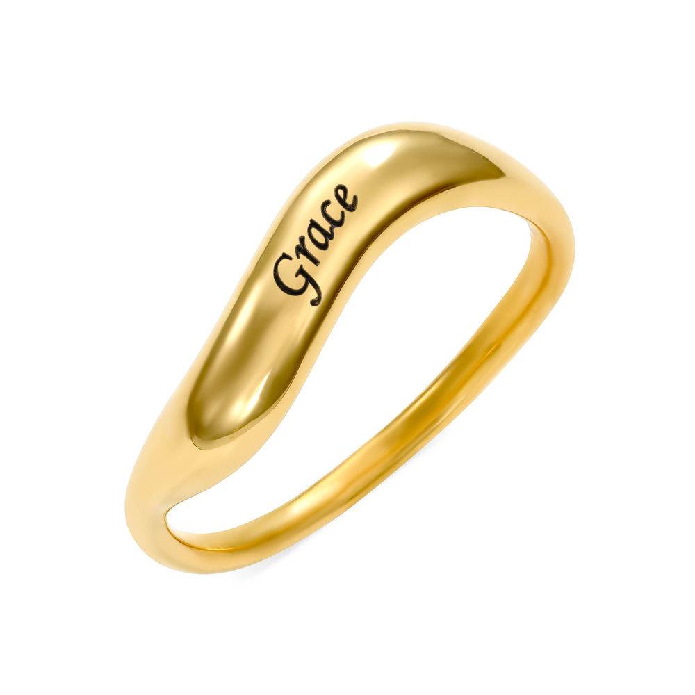 Stackable Wavy Name Ring in 18K Gold Vermeil - Version-6 product photo