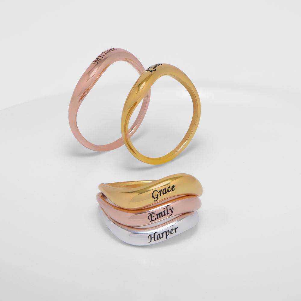 Stackable Wavy Name Ring in 18K Gold Vermeil - Version-2 product photo