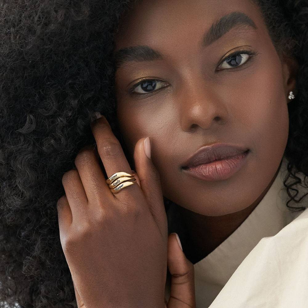 Stackable Wavy Name Ring in 18K Gold Vermeil - Version-3 product photo