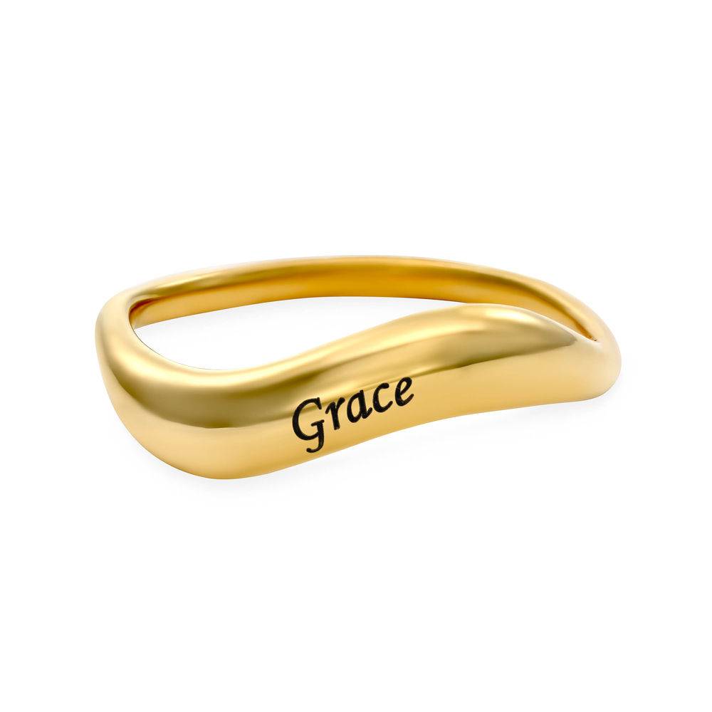Stackable Wavy Name Ring in 18K Gold Vermeil - Version-8 product photo