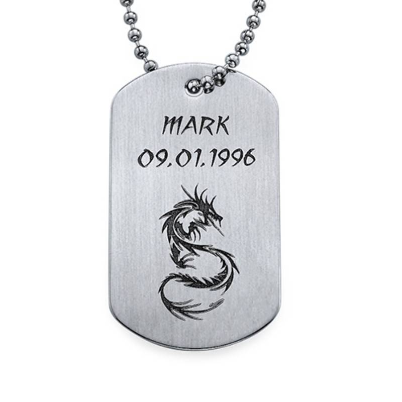 Stainless Steel Dragon Dog Tag Necklace-1 product photo