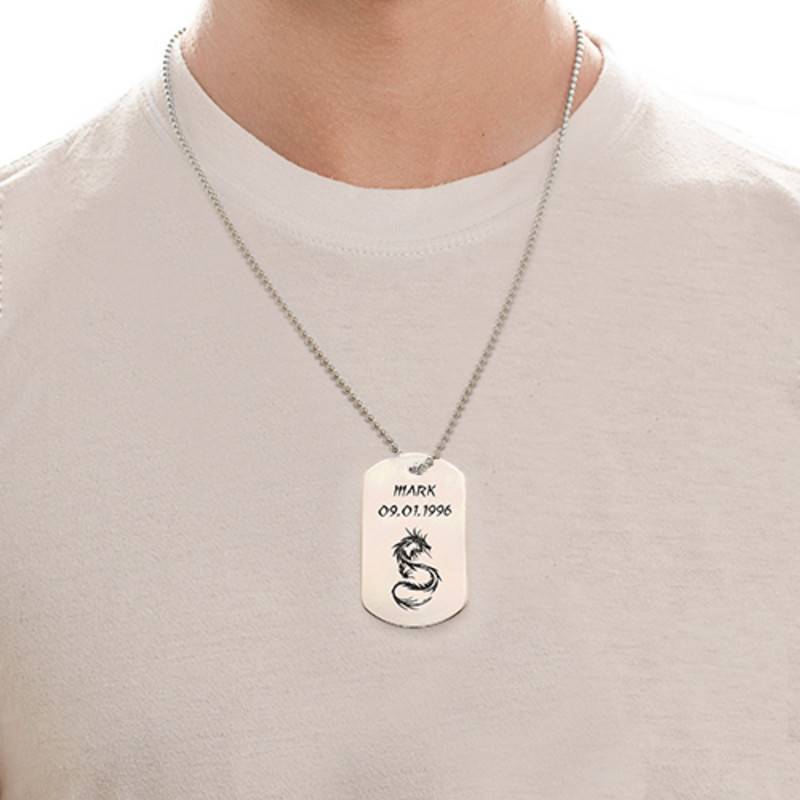 Stainless Steel Dragon Dog Tag Necklace-2 product photo