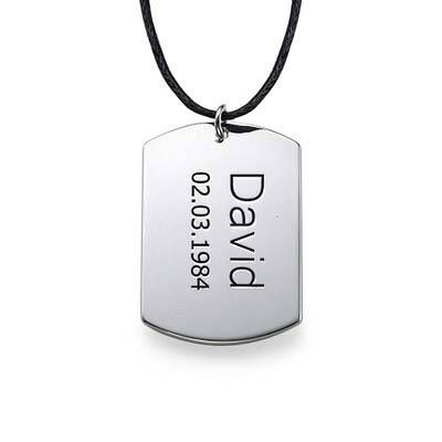 Men's Dog Tag Necklace in Sterling Silver-2 product photo