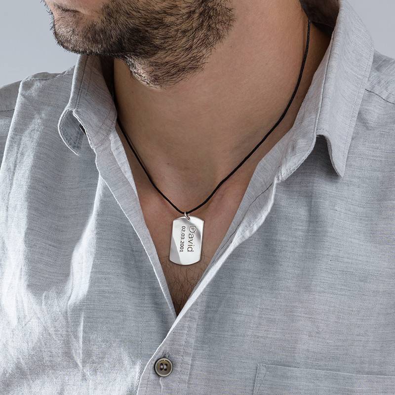 Men's Dog Tag Necklace in Sterling Silver-1 product photo