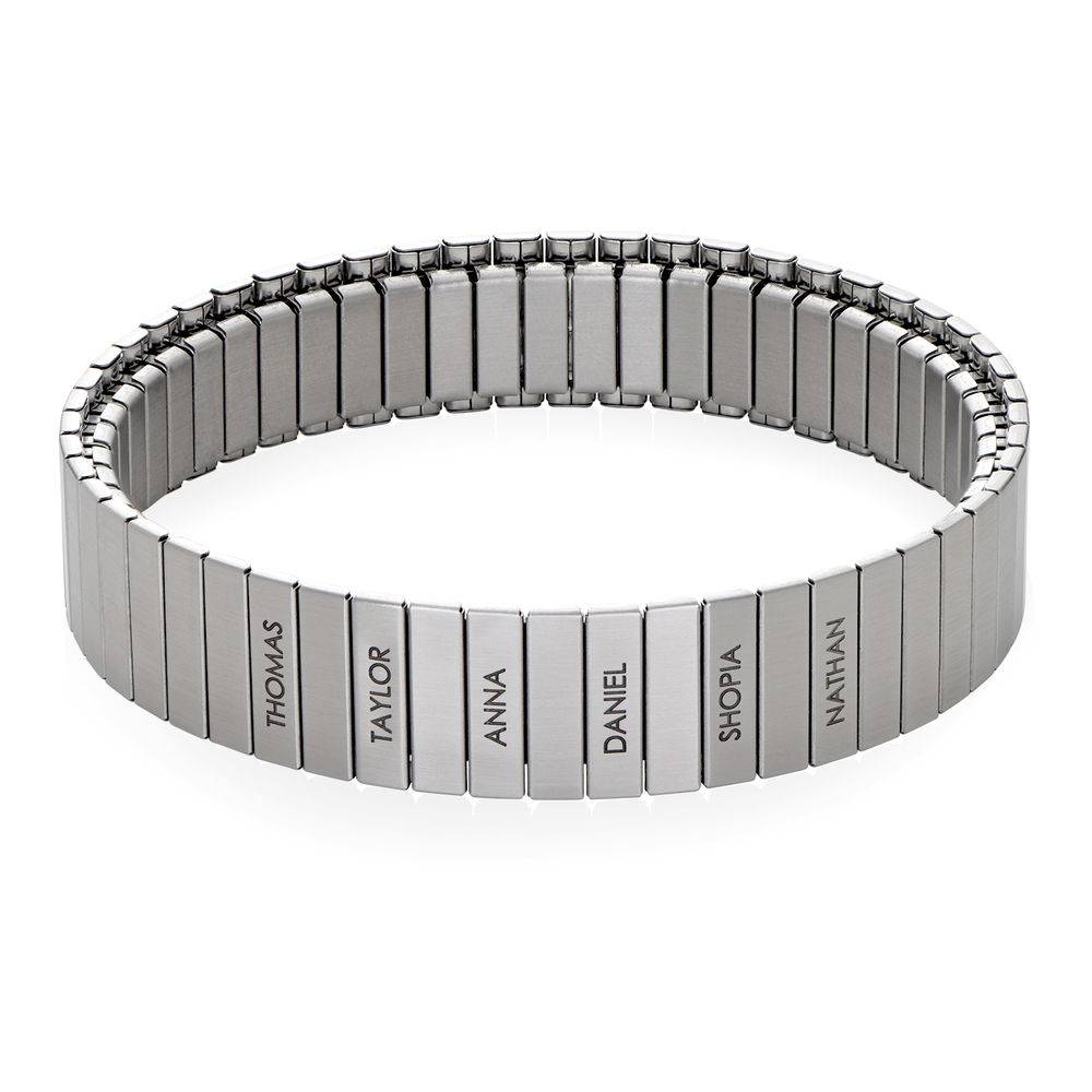 Men Stretched Watch Band Bracelet with Engravings in Matte Stainless Steel-3 product photo