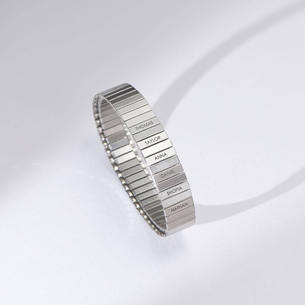 Men Stretched Watch Band Bracelet with Engravings in Matte Stainless Steel-4 product photo