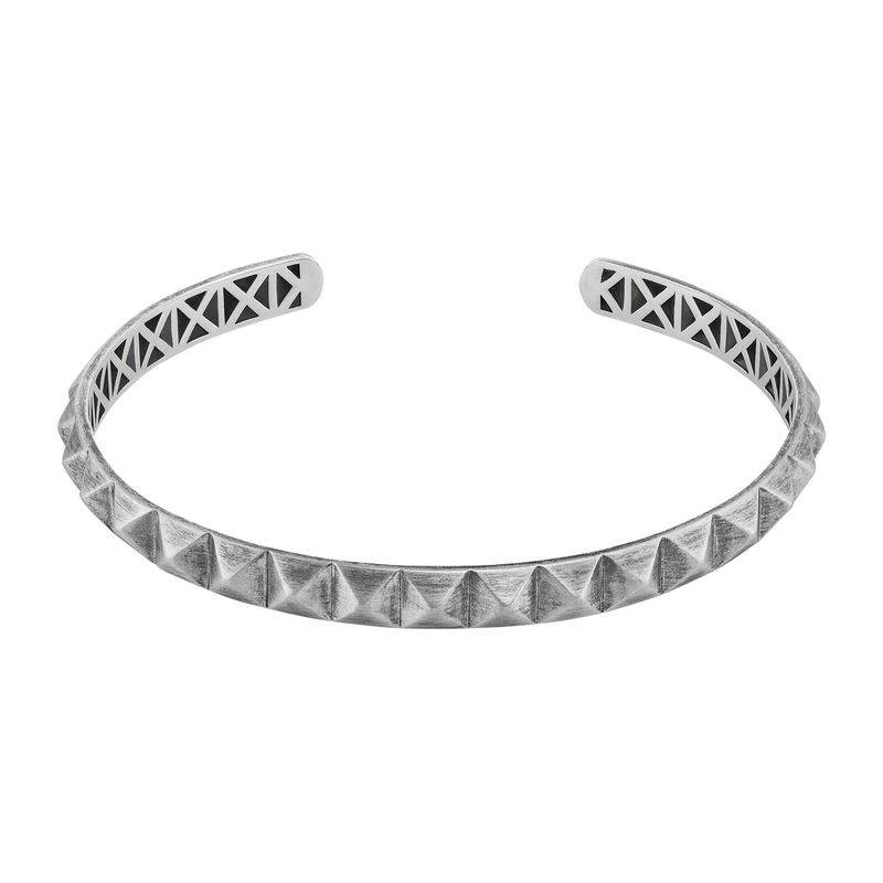 Studded Open Cuff Bracelet for Men in Sterling Silver-3 product photo