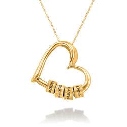 Theo Grace Charming Heart Necklace with Engraved Beads in Gold Vermeil