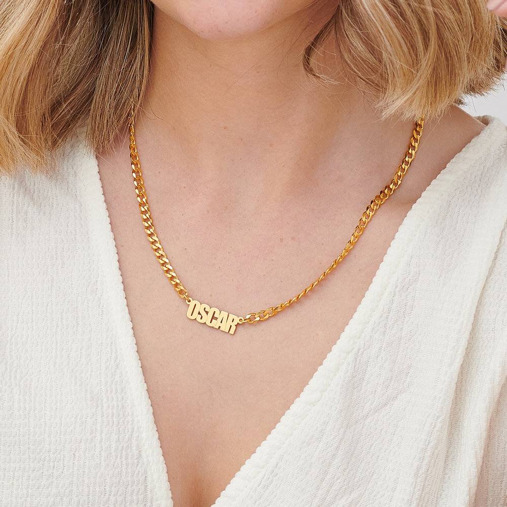 Thick Chain Name Necklace in 18K Gold Vermeil-3 product photo