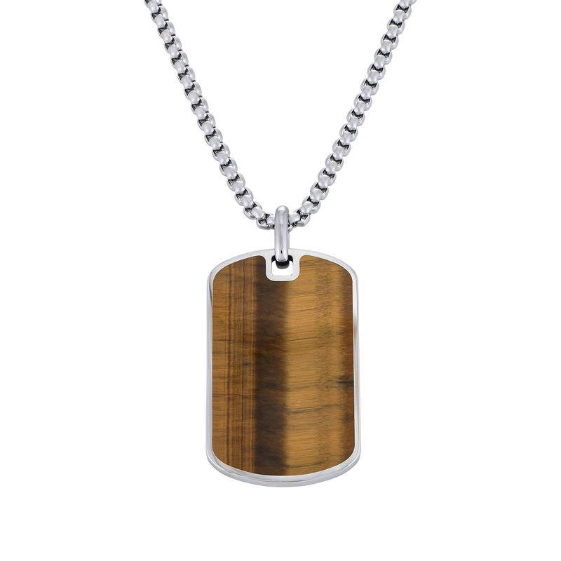Tiger's Eye Dog Tag Necklace for Men-3 product photo