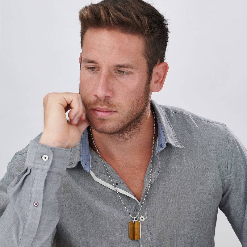Tiger's Eye Dog Tag Necklace for Men-1 product photo