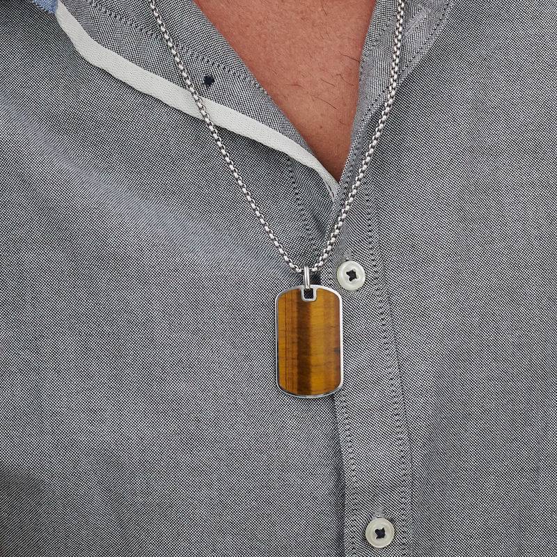 Tiger's Eye Dog Tag Necklace for Men-4 product photo